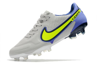Nike Tiempo Legend 9 Elite FG Low-Tops Soccer Cleats - White/Yellow/Blue