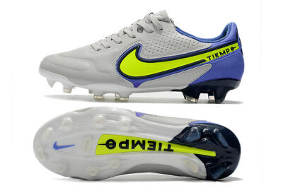 Nike Tiempo Legend 9 Elite FG Low-Tops Soccer Cleats - White/Yellow/Blue