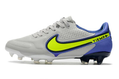 Nike Tiempo Legend 9 Elite FG Low-Tops Soccer Cleats - White/Yellow/Blue