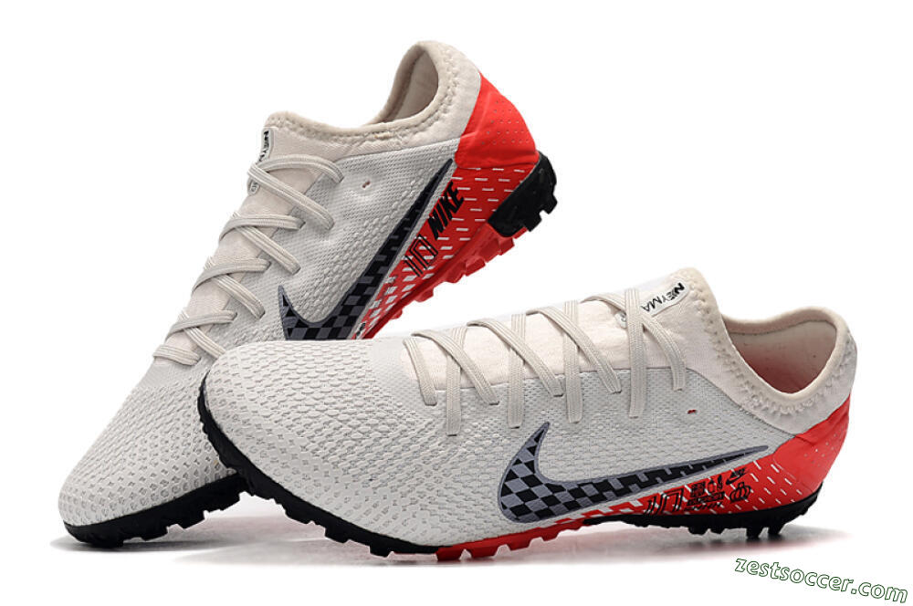 Nike Mercurial Vapor 13 Pro TF Low-Tops Soccer Shoes - White/Black/Red 4