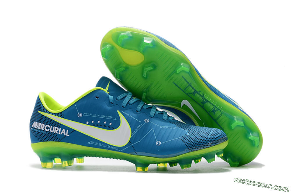 Nike Mercurial Vapor 11 FG Low-Tops Soccer Cleats - Blue/Yellow/White 0