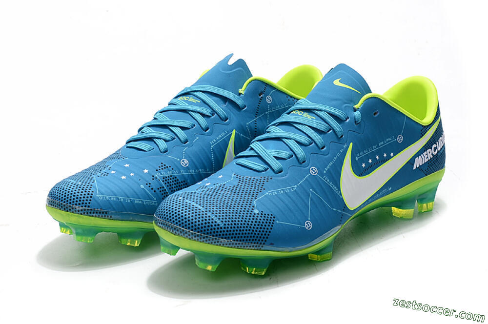 Nike Mercurial Vapor 11 FG Low-Tops Soccer Cleats - Blue/Yellow/White 9