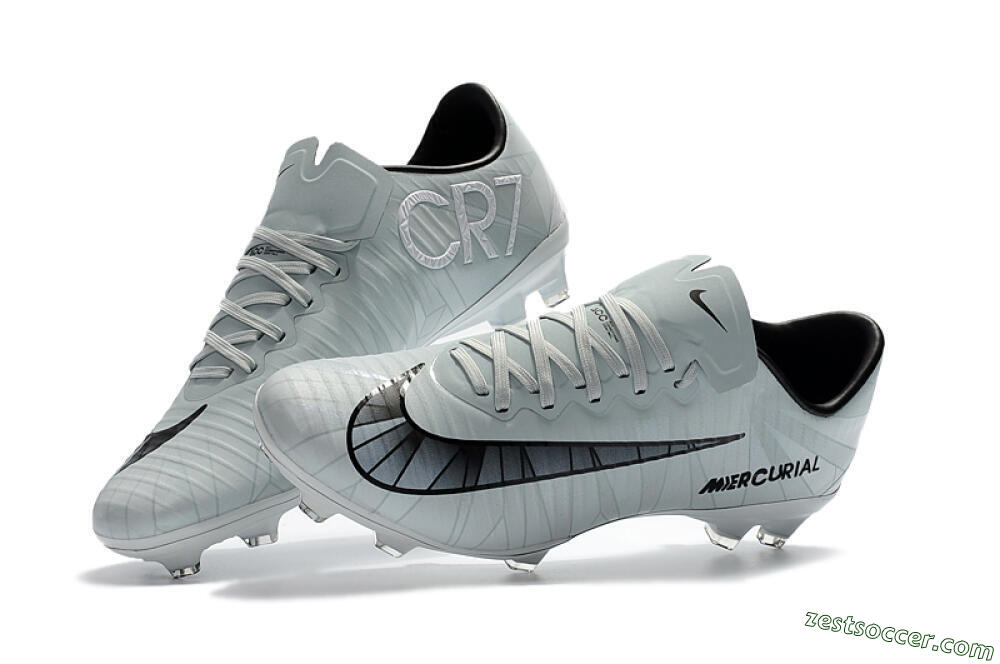 Nike Mercurial Vapor 11 FG Low-Tops Soccer Cleats - White/Black/Blue 5