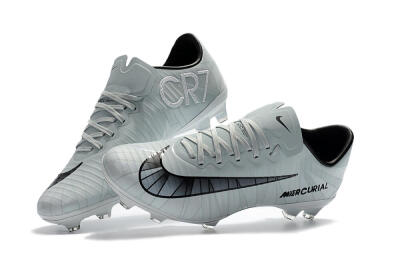 Nike Mercurial Vapor 11 FG Low-Tops Soccer Cleats - White/Black/Blue