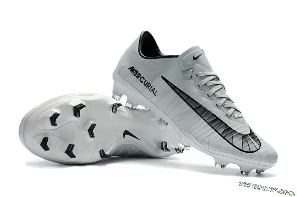 Nike Mercurial Vapor 11 FG Low-Tops Soccer Cleats - White/Black/Blue 4