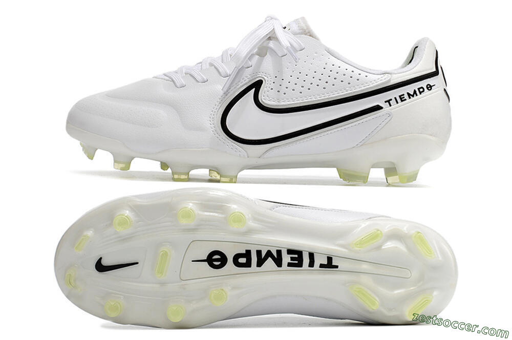 Nike Tiempo Legend 9 Elite FG Low-Tops Soccer Cleats - White/Black 1