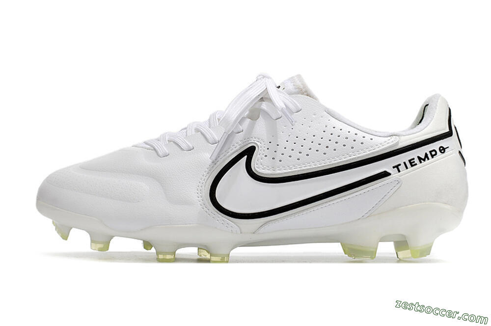 Nike Tiempo Legend 9 Elite FG Low-Tops Soccer Cleats - White/Black 2