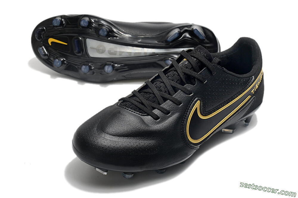 Nike Tiempo Legend 9 Elite FG Low-Tops Soccer Cleats - Black/Yellow 3