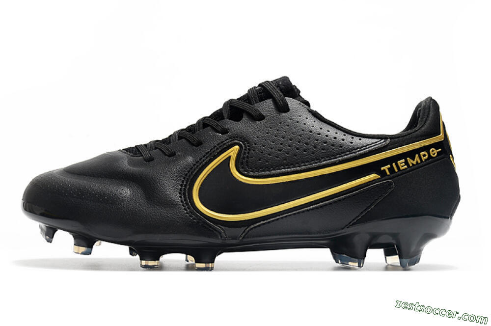 Nike Tiempo Legend 9 Elite FG Low-Tops Soccer Cleats - Black/Yellow 2