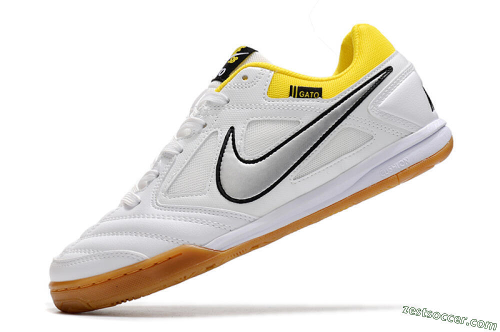 Supreme x Nike SB Gato IC Low-Tops Soccer Shoes - White/Silver/Yellow 4