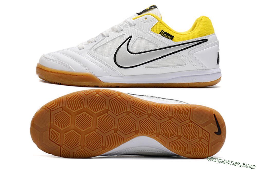 Supreme x Nike SB Gato IC Low-Tops Soccer Shoes - White/Silver/Yellow 1
