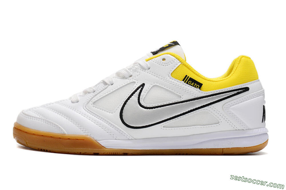 Supreme x Nike SB Gato IC Low-Tops Soccer Shoes - White/Silver/Yellow 2