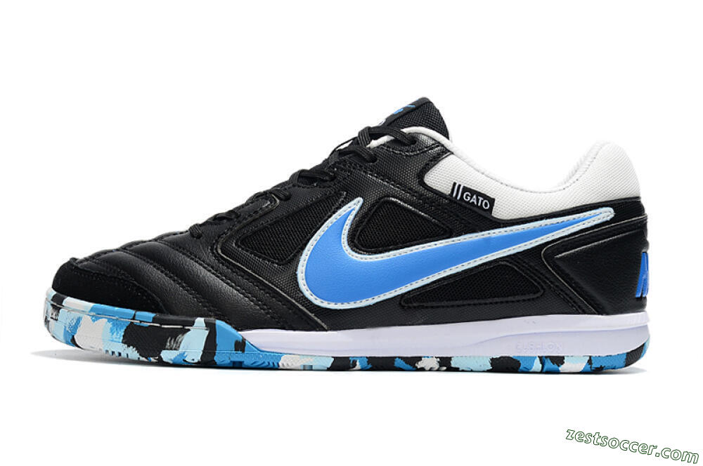 Supreme x Nike SB Gato IC Low-Tops Soccer Shoes - Black/Blue/White 2