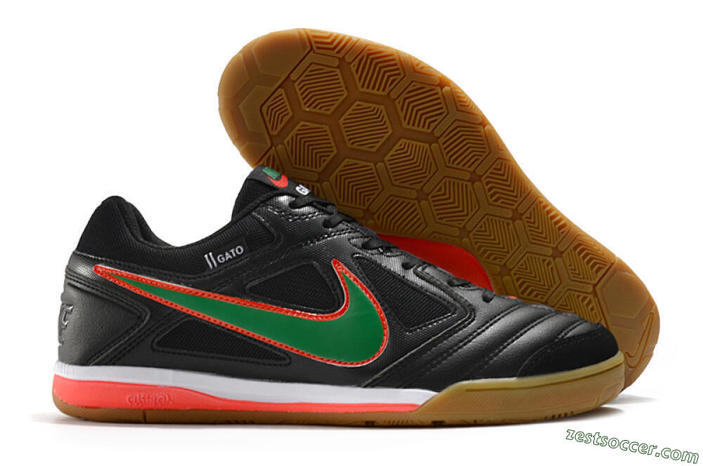 Supreme x Nike SB Gato IC Low-Tops Soccer Shoes - Black/Red/Green 0