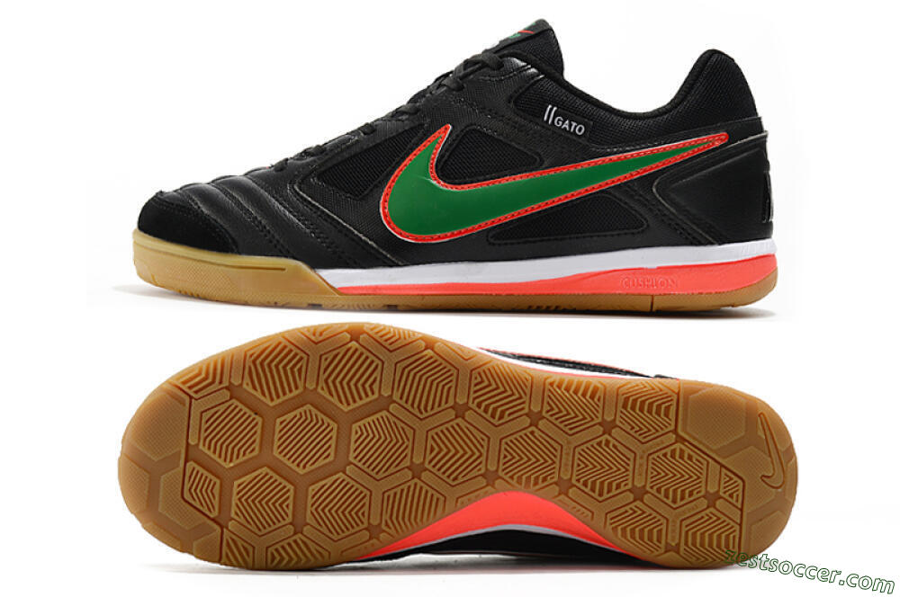 Supreme x Nike SB Gato IC Low-Tops Soccer Shoes - Black/Red/Green 1