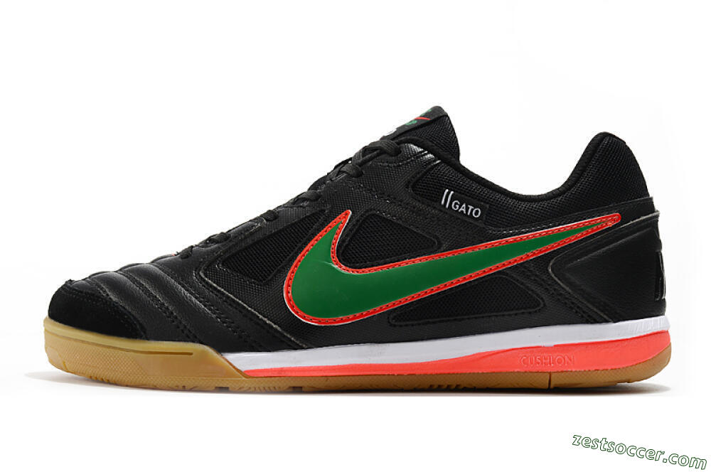 Supreme x Nike SB Gato IC Low-Tops Soccer Shoes - Black/Red/Green 2