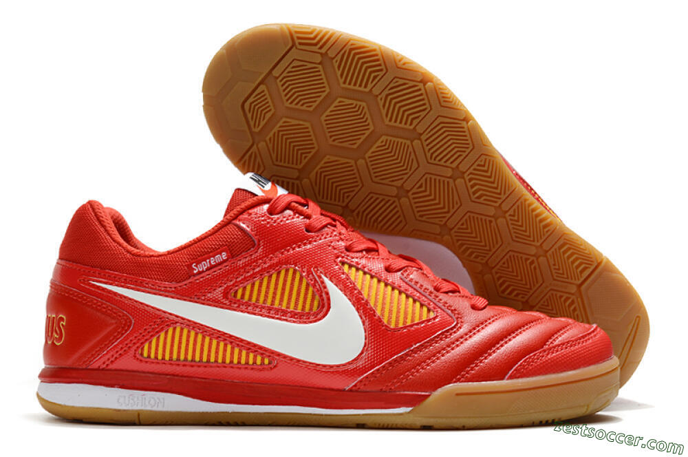 Supreme x Nike SB Gato IC Low-Tops Soccer Shoes - Red/White/Yellow 0