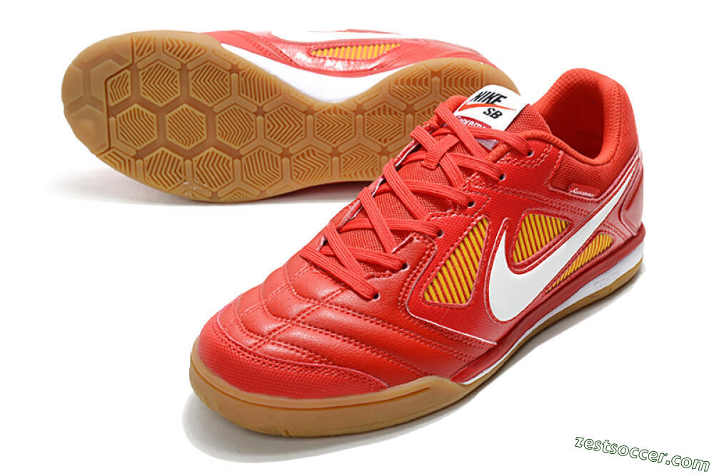 Supreme x Nike SB Gato IC Low-Tops Soccer Shoes - Red/White/Yellow 3