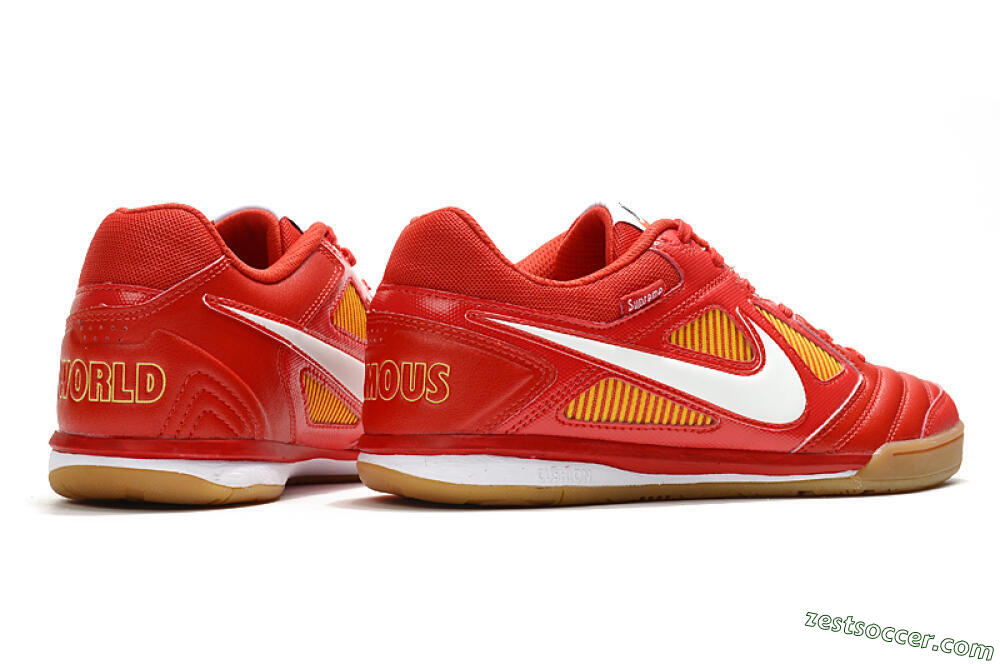 Supreme x Nike SB Gato IC Low-Tops Soccer Shoes - Red/White/Yellow 6