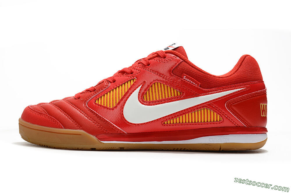Supreme x Nike SB Gato IC Low-Tops Soccer Shoes - Red/White/Yellow 2