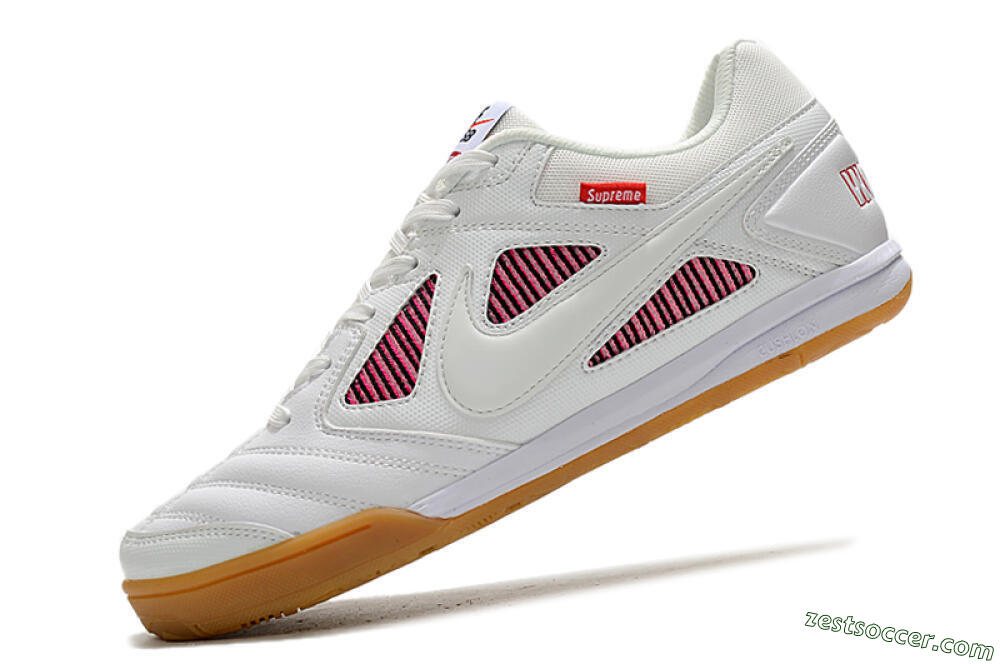 Supreme x Nike SB Gato IC Low-Tops Soccer Shoes - White/Red/Brown 5