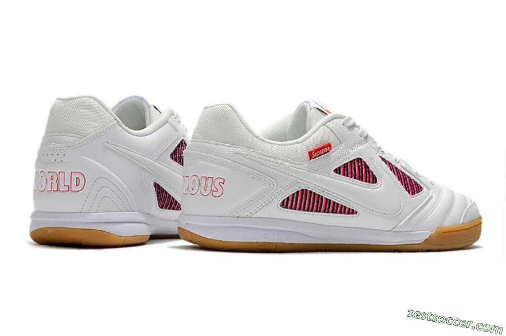 Supreme x Nike SB Gato IC Low-Tops Soccer Shoes - White/Red/Brown 6