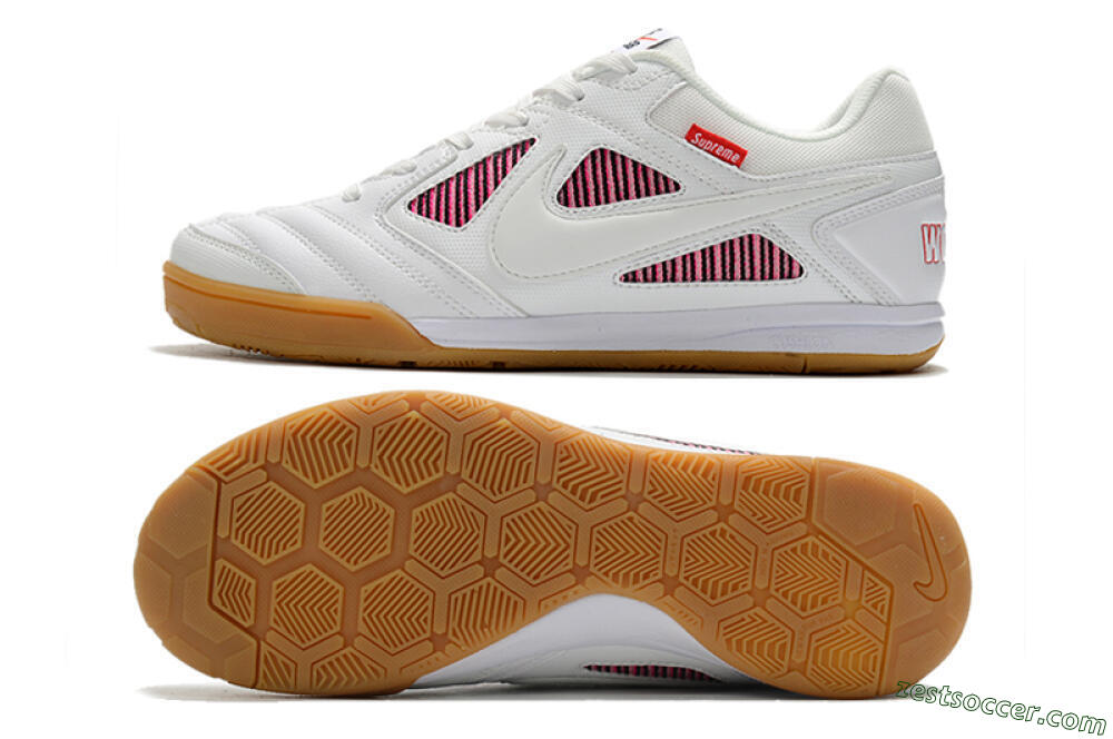 Supreme x Nike SB Gato IC Low-Tops Soccer Shoes - White/Red/Brown 1