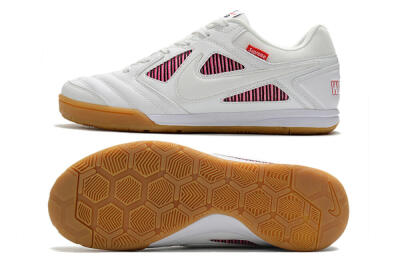 Supreme x Nike SB Gato IC Low-Tops Soccer Shoes - White/Red/Brown