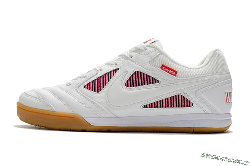 Supreme x Nike SB Gato IC Low-Tops Soccer Shoes - White/Red/Brown 2