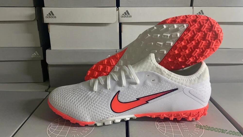 Nike Mercurial Vapor 13 Pro TF Low-Tops Soccer Shoes - White/Red 7