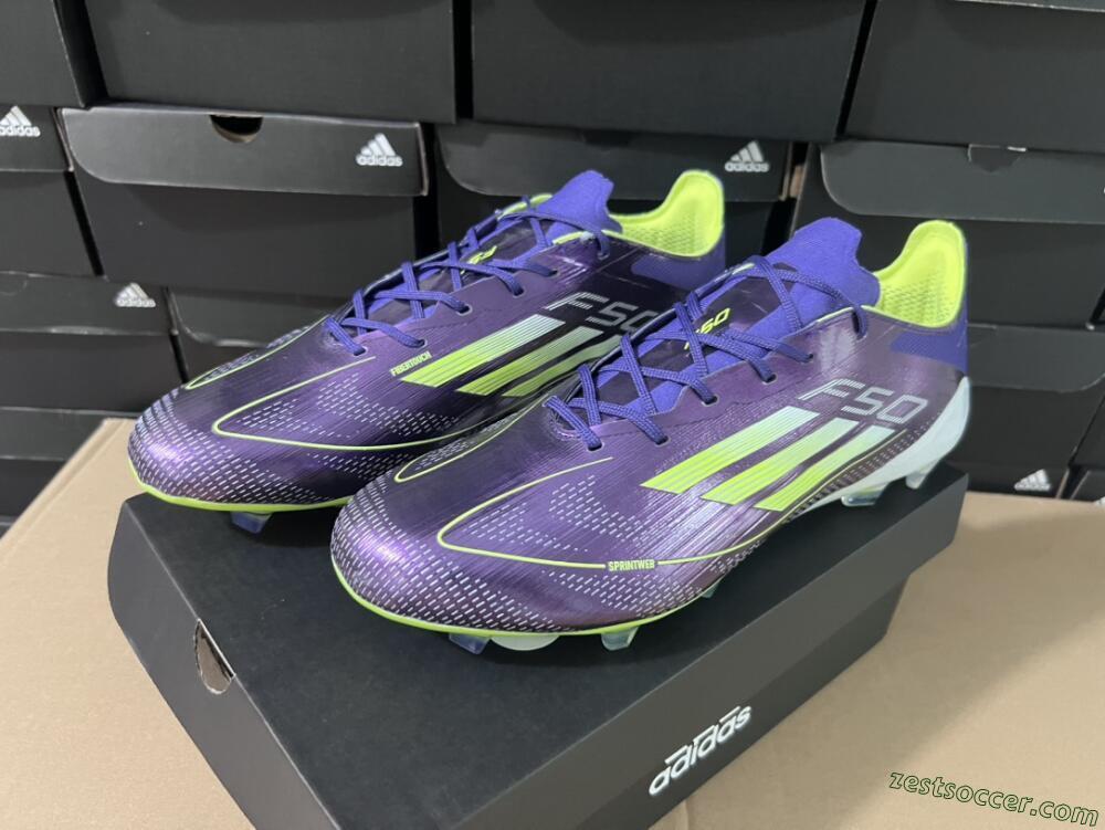 Adidas F50 Adizero FG Low-Tops Soccer Cleats - Purple/Yellow/White