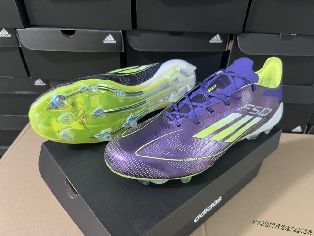 Adidas F50 Adizero FG Low-Tops Soccer Cleats - Purple/Yellow/White