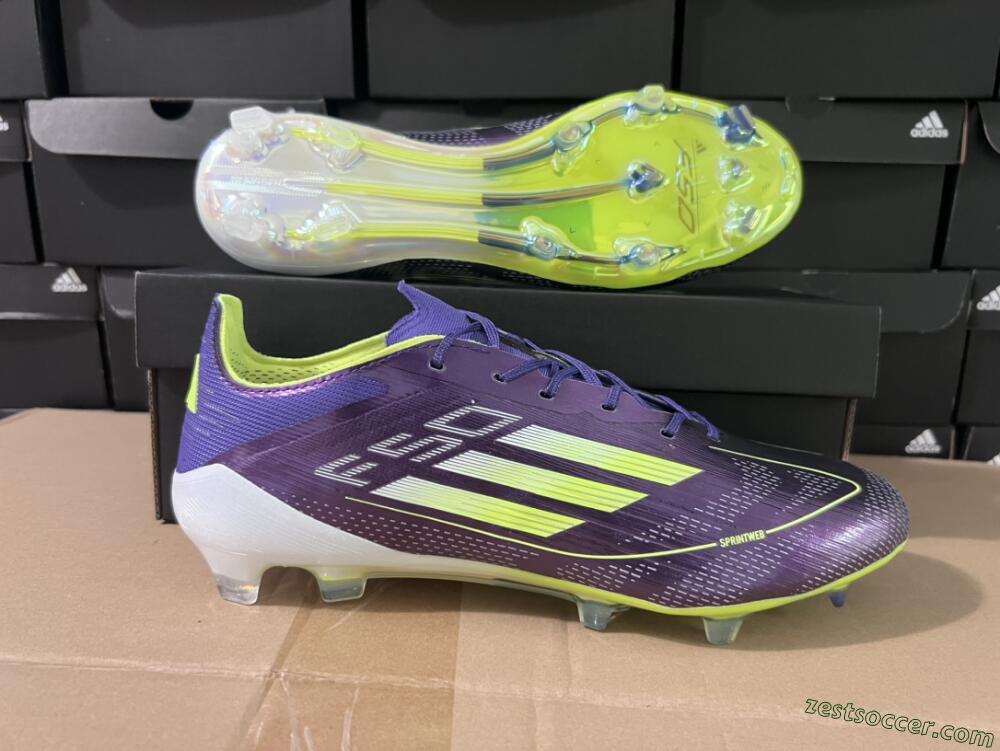 Adidas F50 Adizero FG Low-Tops Soccer Cleats - Purple/Yellow/White