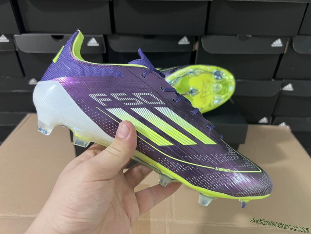 Adidas F50 Adizero FG Low-Tops Soccer Cleats - Purple/Yellow/White