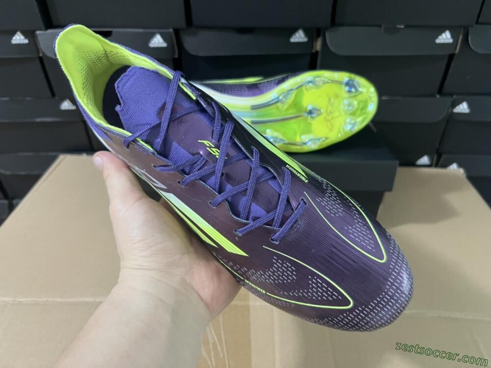 Adidas F50 Adizero FG Low-Tops Soccer Cleats - Purple/Yellow/White