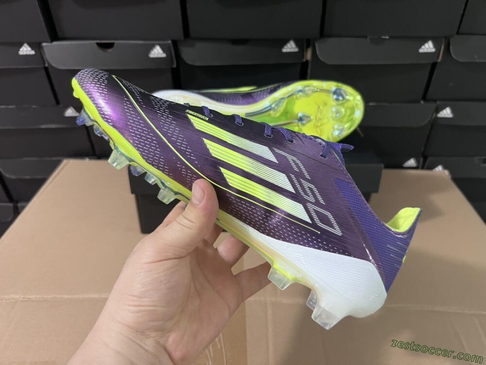 Adidas F50 Adizero FG Low-Tops Soccer Cleats - Purple/Yellow/White