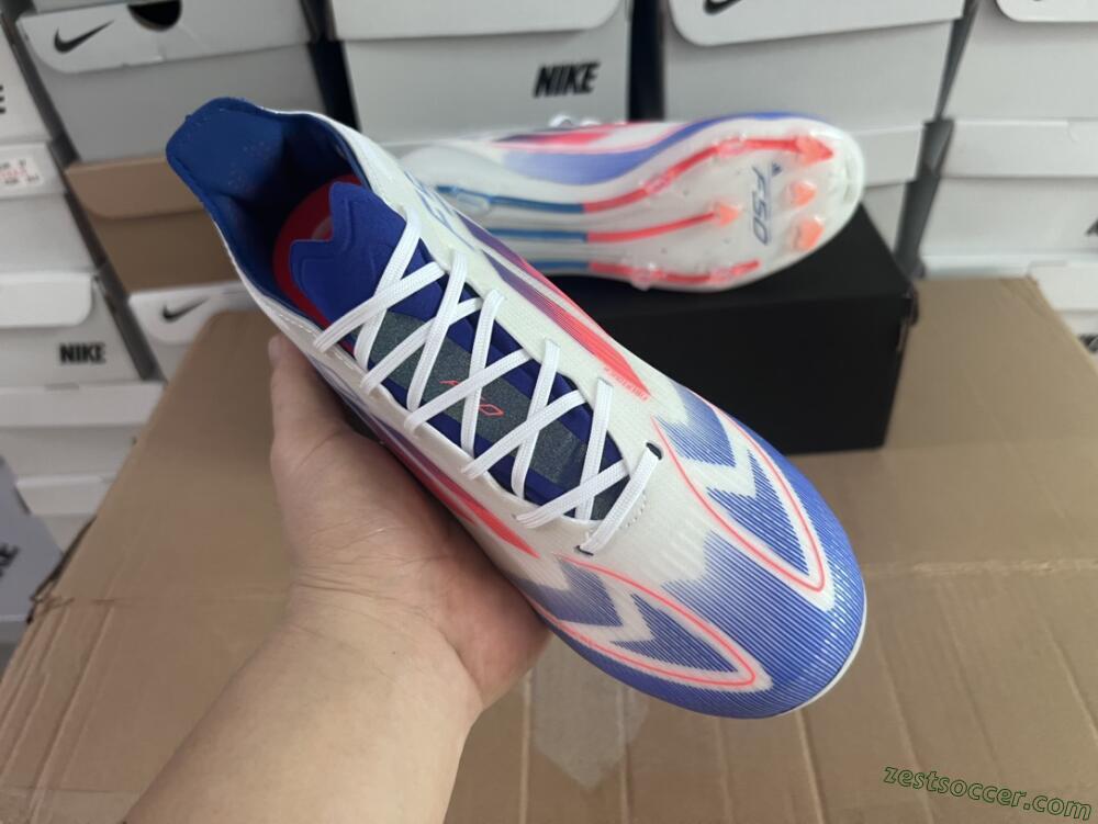 Adidas F50 Adizero FG Low-Tops Soccer Cleats - White/Blue/Pink