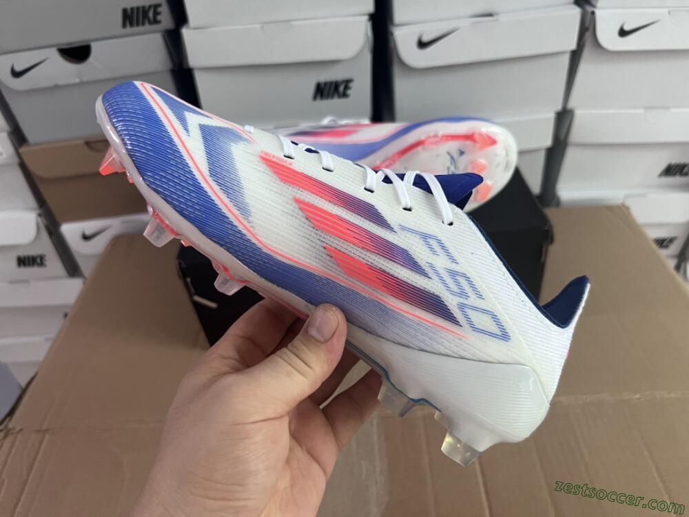 Adidas F50 Adizero FG Low-Tops Soccer Cleats - White/Blue/Pink