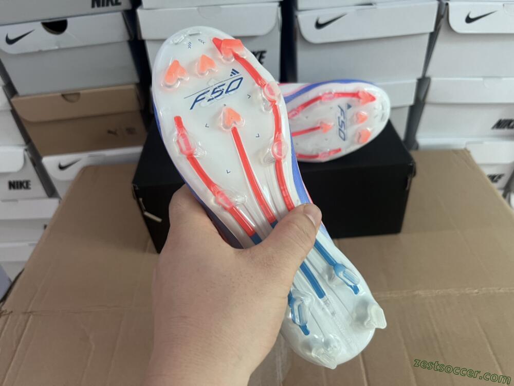 Adidas F50 Adizero FG Low-Tops Soccer Cleats - White/Blue/Pink