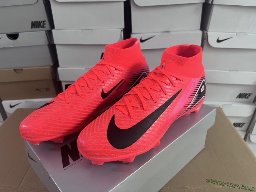 Nike Air Zoom Mercurial Superfly 10 Elite FG High-Tops Soccer Cleats - Red/Black/White