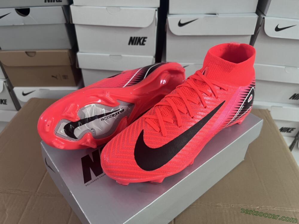 Nike Air Zoom Mercurial Superfly 10 Elite FG High-Tops Soccer Cleats - Red/Black/White