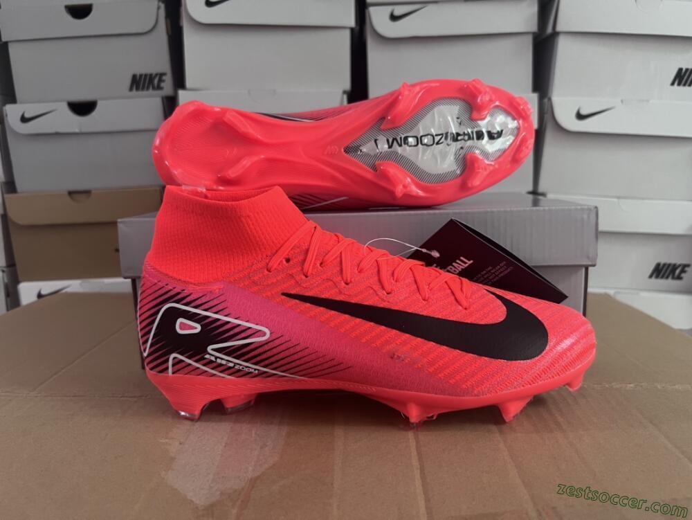 Nike Air Zoom Mercurial Superfly 10 Elite FG High-Tops Soccer Cleats - Red/Black/White