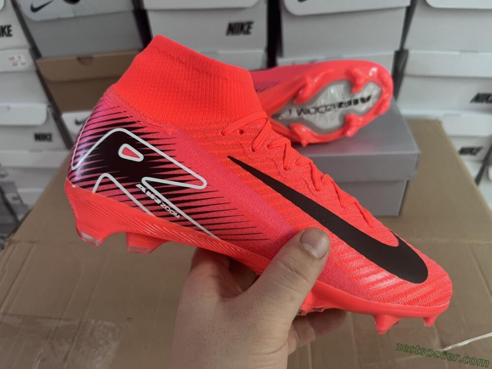 Nike Air Zoom Mercurial Superfly 10 Elite FG High-Tops Soccer Cleats - Red/Black/White