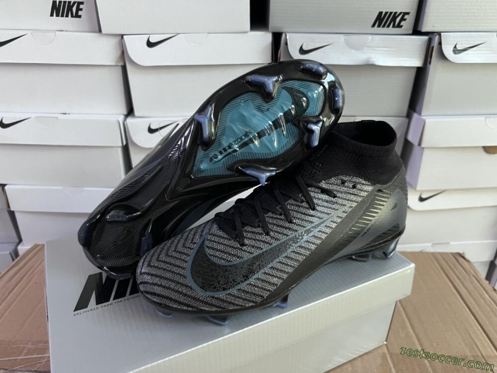 Nike Air Zoom Mercurial Superfly 10 Elite FG High-Tops Soccer Cleats - Black/Jade/Blue