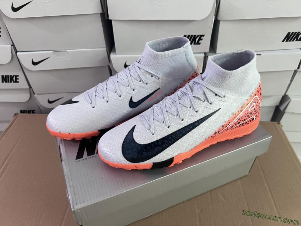 Nike Air Zoom Mercurial Superfly 10 Elite TF High-Tops Soccer Shoes - Grey/Orange/Black