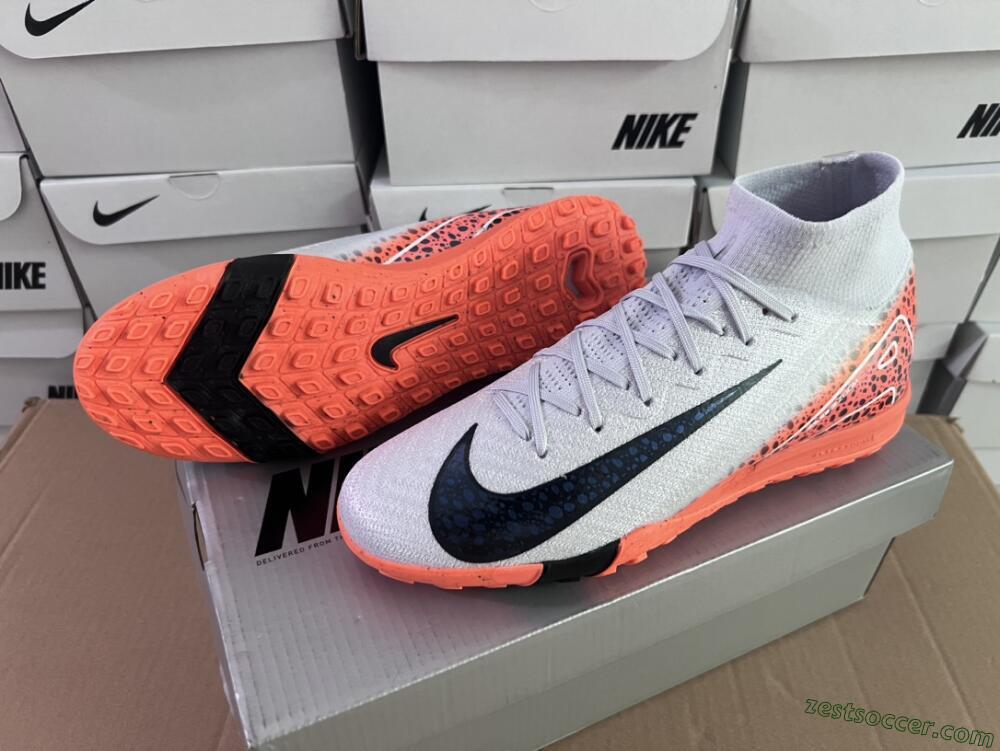 Nike Air Zoom Mercurial Superfly 10 Elite TF High-Tops Soccer Shoes - Grey/Orange/Black