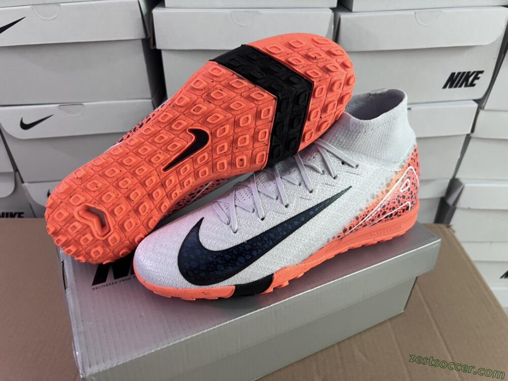Nike Air Zoom Mercurial Superfly 10 Elite TF High-Tops Soccer Shoes - Grey/Orange/Black