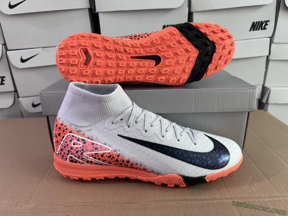 Nike Air Zoom Mercurial Superfly 10 Elite TF High-Tops Soccer Shoes - Grey/Orange/Black