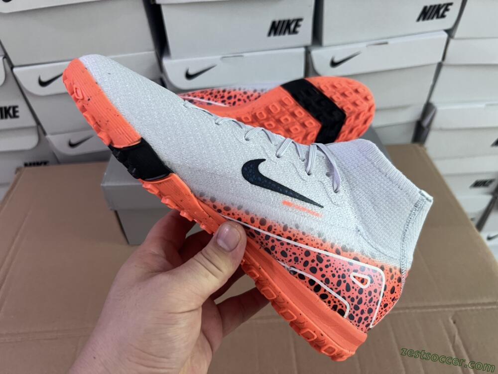 Nike Air Zoom Mercurial Superfly 10 Elite TF High-Tops Soccer Shoes - Grey/Orange/Black