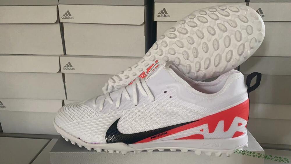 Nike Air Zoom Mercurial Vapor 15 Pro TF Low-Tops Soccer Shoes - White/Black/Red